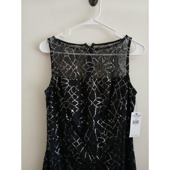 AMERICAN LIVING Black Sleeveless Sequin Dress Glam Party Evening Size 8 Nwts - Picture 4 of 7